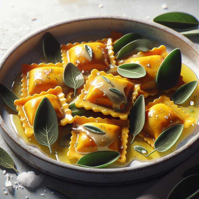 Pumpkin Ravioli with Butter and Sage