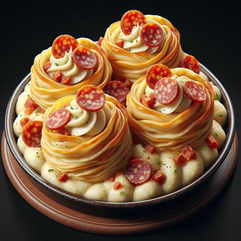 Phyllo Cups with Potatoes and Salami Crumbs