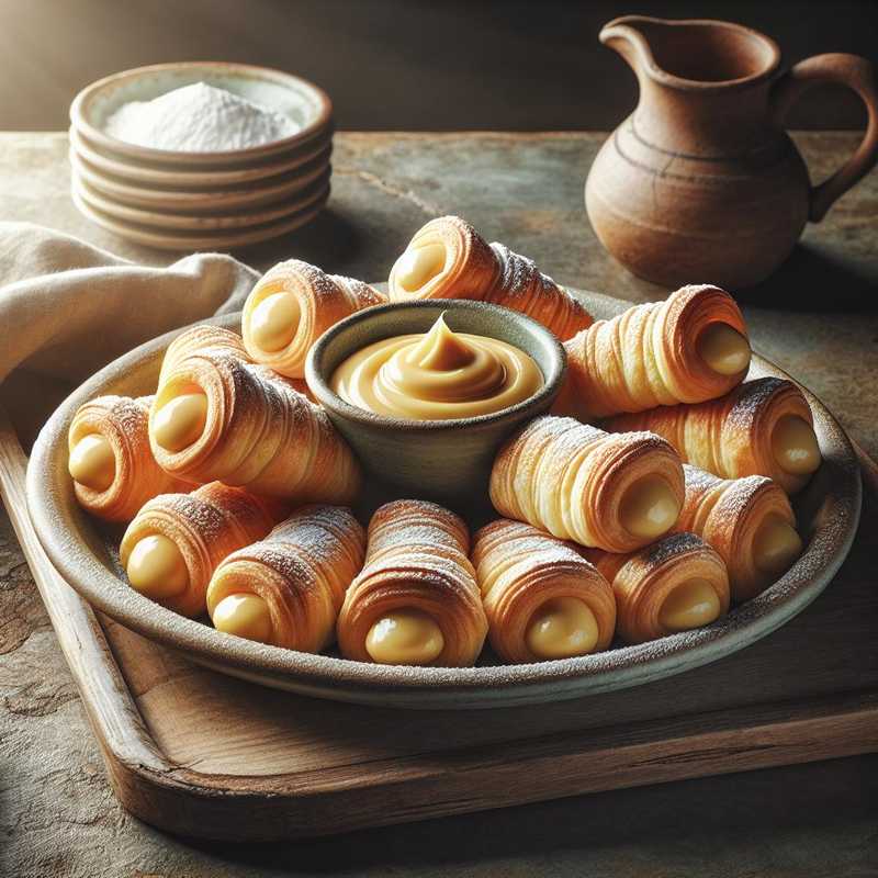 Puff pastry cannoncini with custard cream
