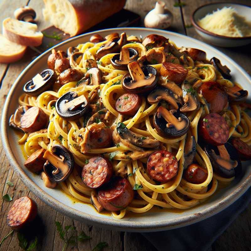 Pasta with mushrooms and sausage