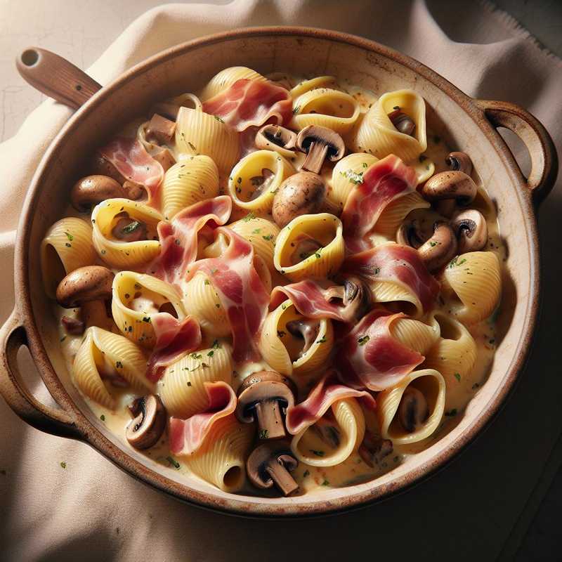 Conchiglioni Stuffed with Mushrooms, Ham, and Béchamel