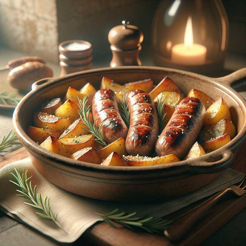 Sausage and potatoes in the oven