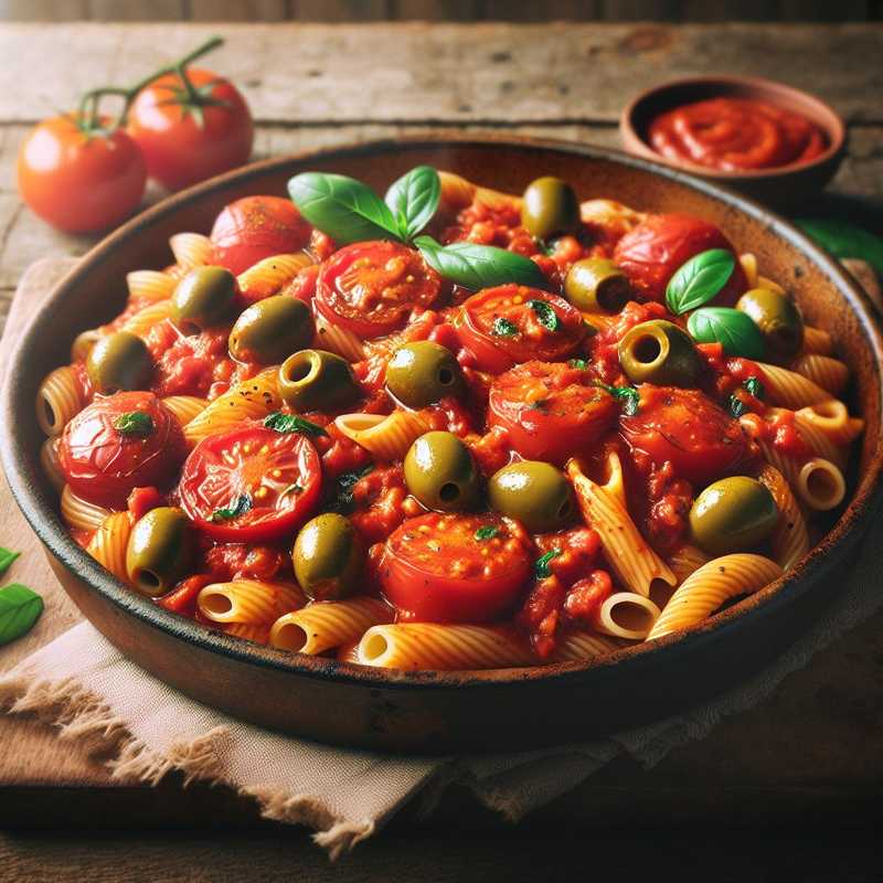 Pasta tomato and olives