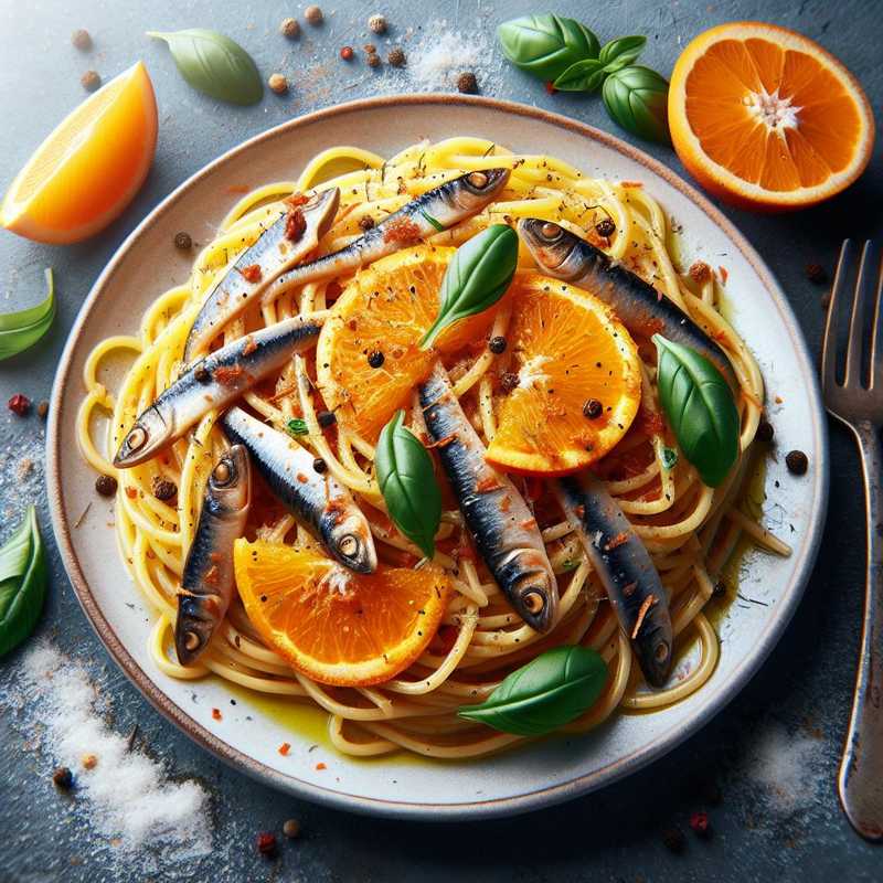 Spaghetti all'arancia con acciughe