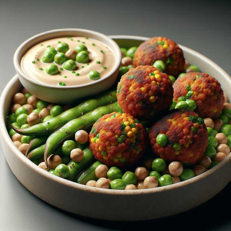 Millet Balls with Vegetables on Broad Bean Cream