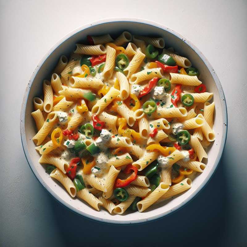 Pasta with red pepper and ricotta cream