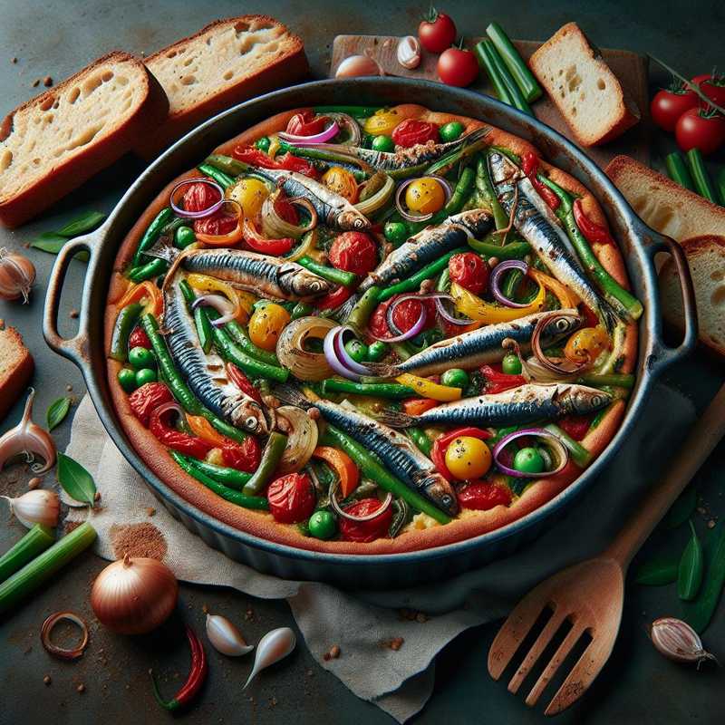 Panzanella Cake with Anchovies and Summer Vegetables