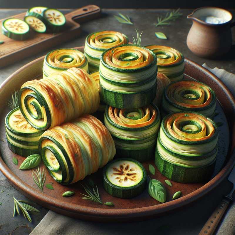 Zucchini rolls in puff pastry