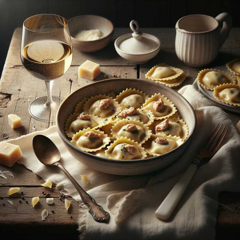 Guinea fowl and parmesan stuffed ravioli