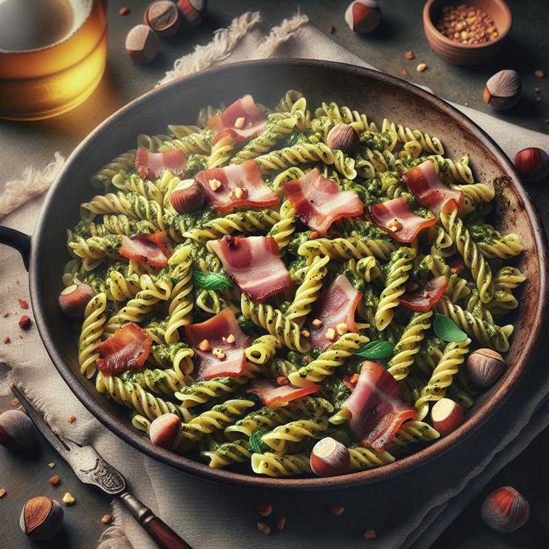 Trofie al pesto di nocciole e speck