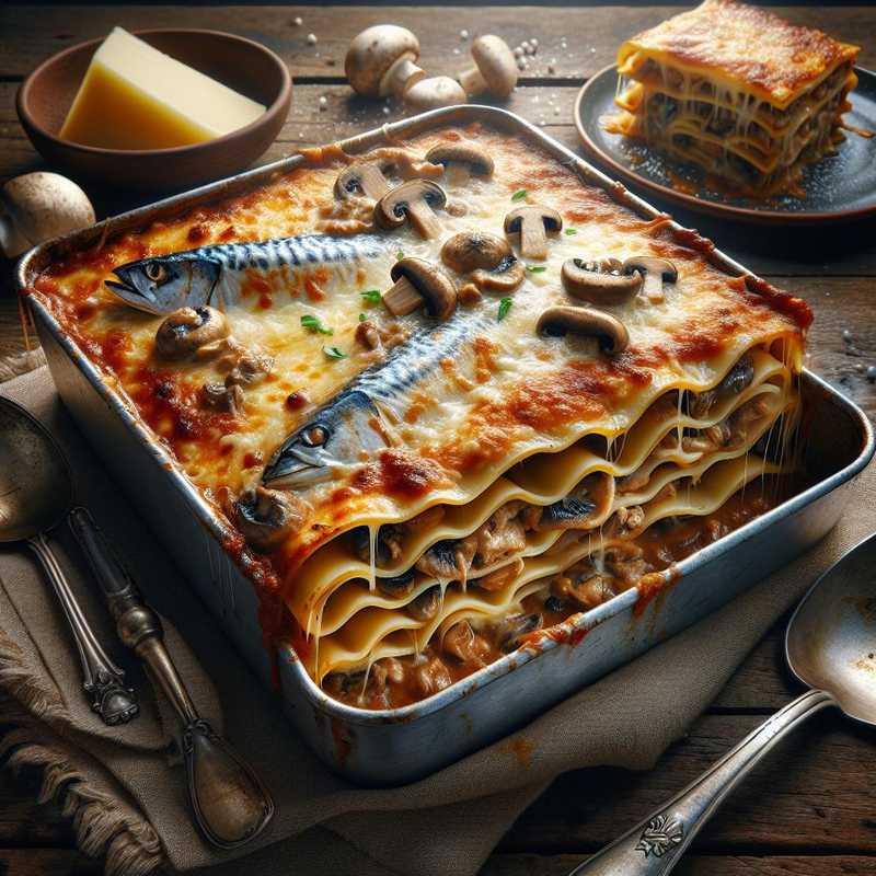 Lasagna with Mackerel Ragout and Mushrooms