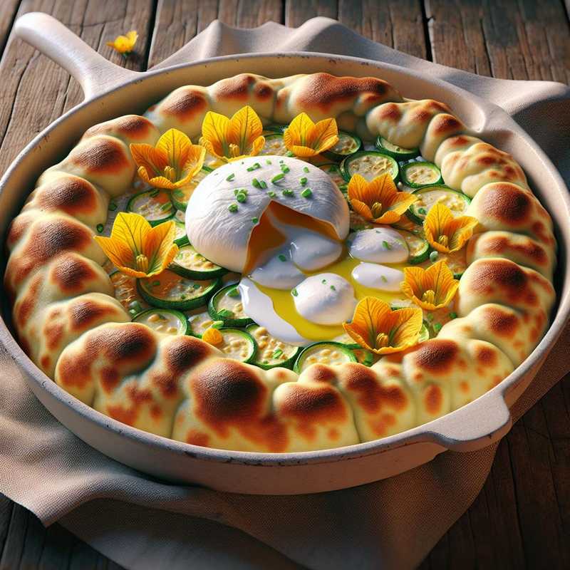 Puccia with burrata and zucchini flowers