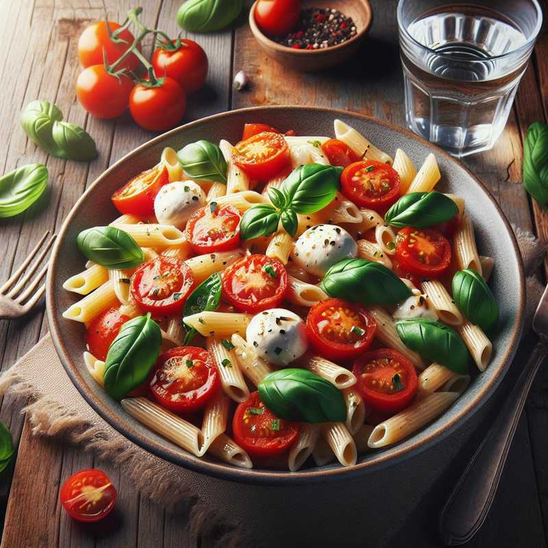 Pasta Fredda con Pomodori, Mozzarella e Basilico