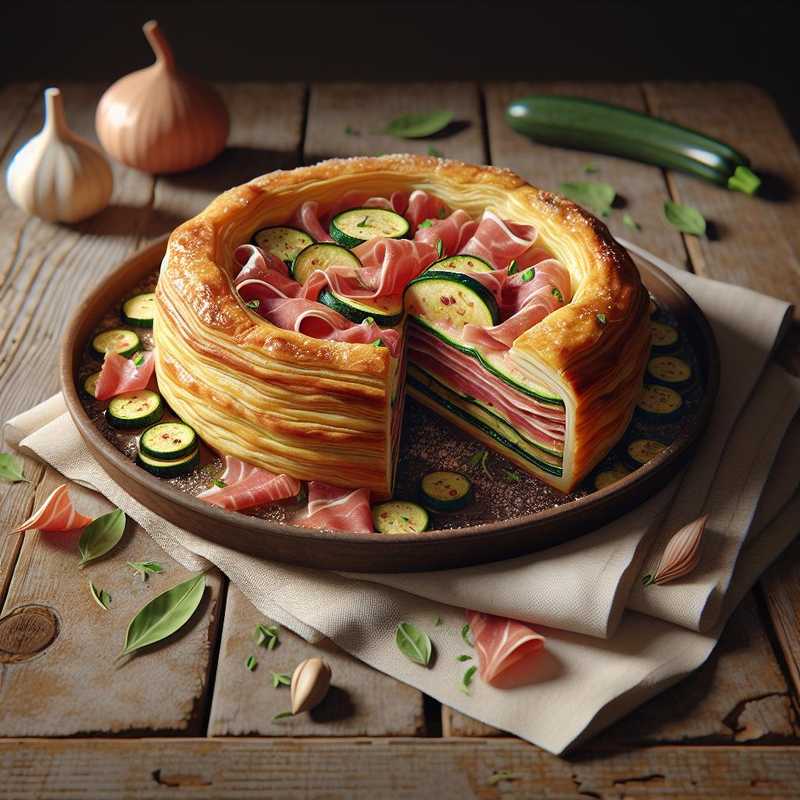 Puff Pastry Pie with Zucchini and Ham