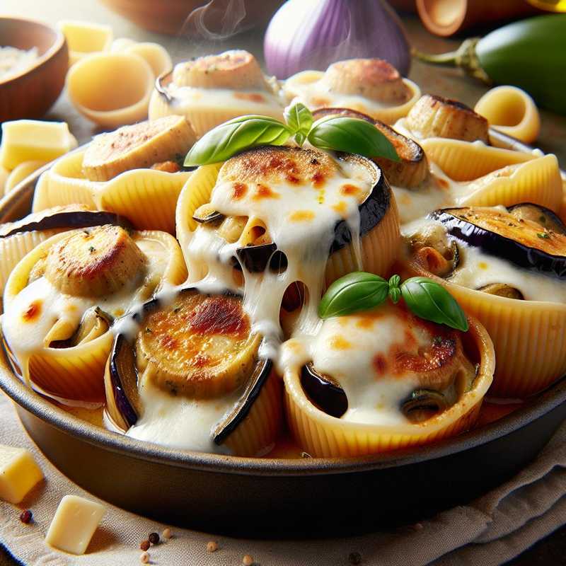 Conchiglioni stuffed with eggplant and mozzarella