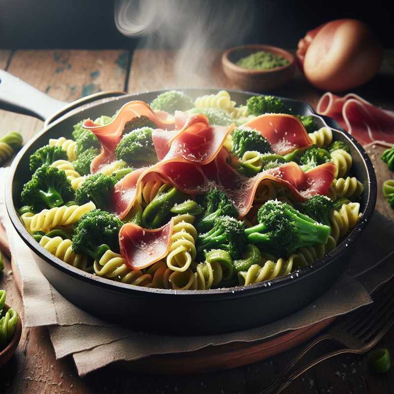 Strozzapreti with broccoletti and ham