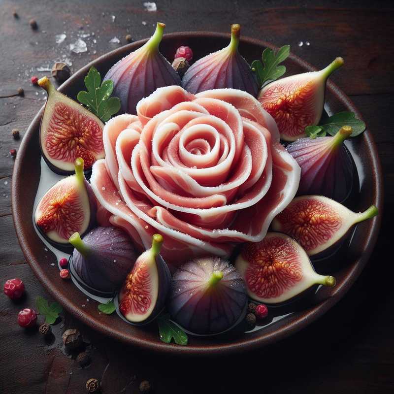 Raw Ham Roses on Figs