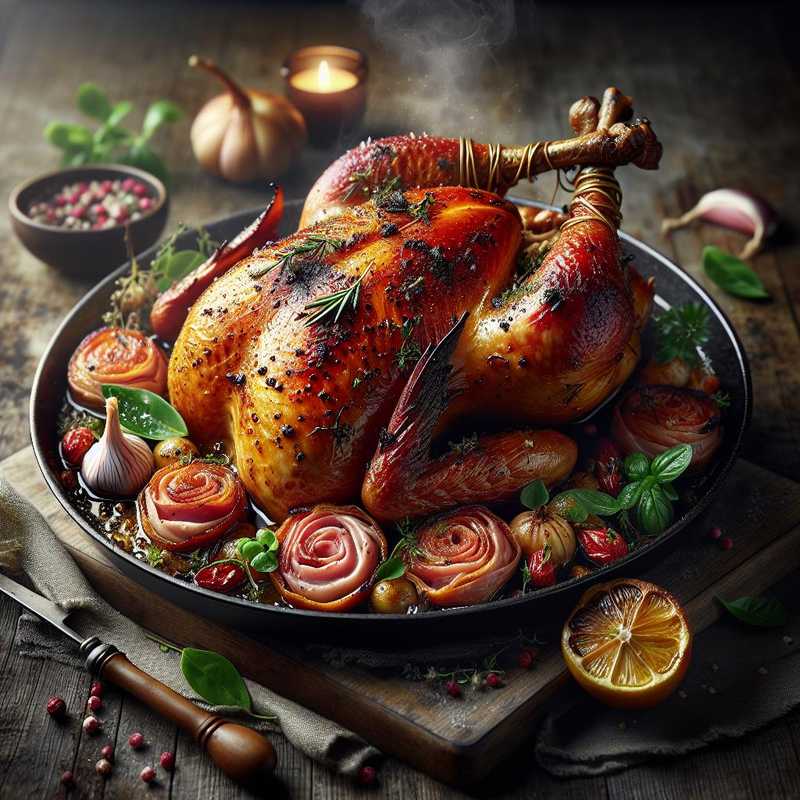 Guinea fowl with pancetta