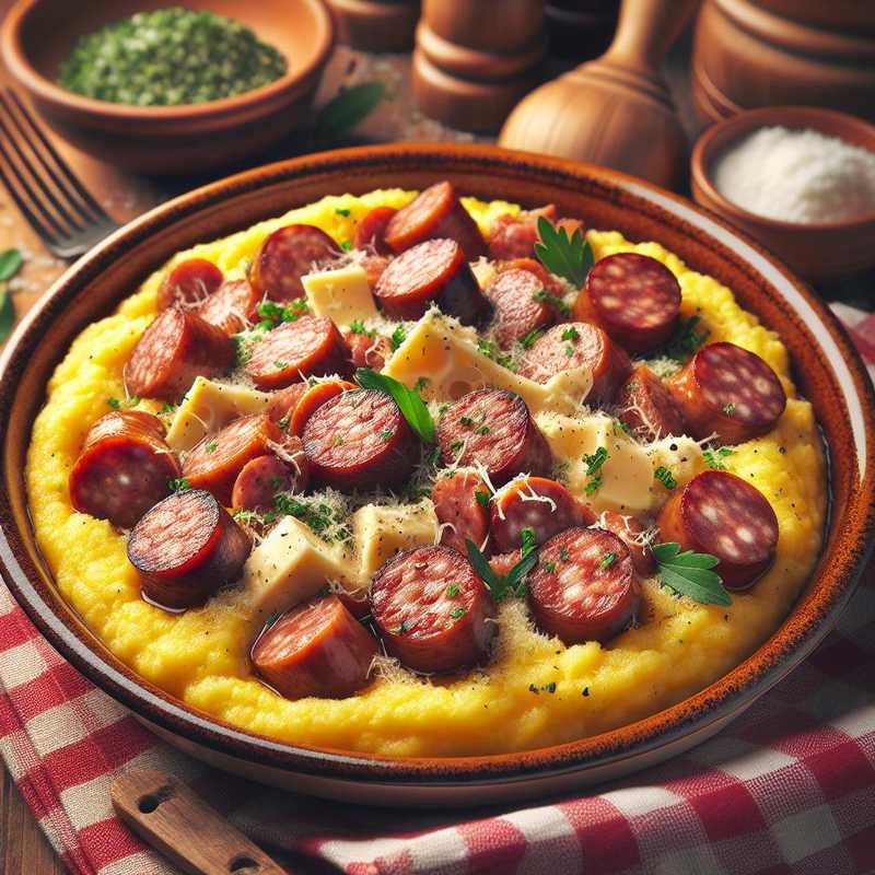 Polenta with sausage and cheese