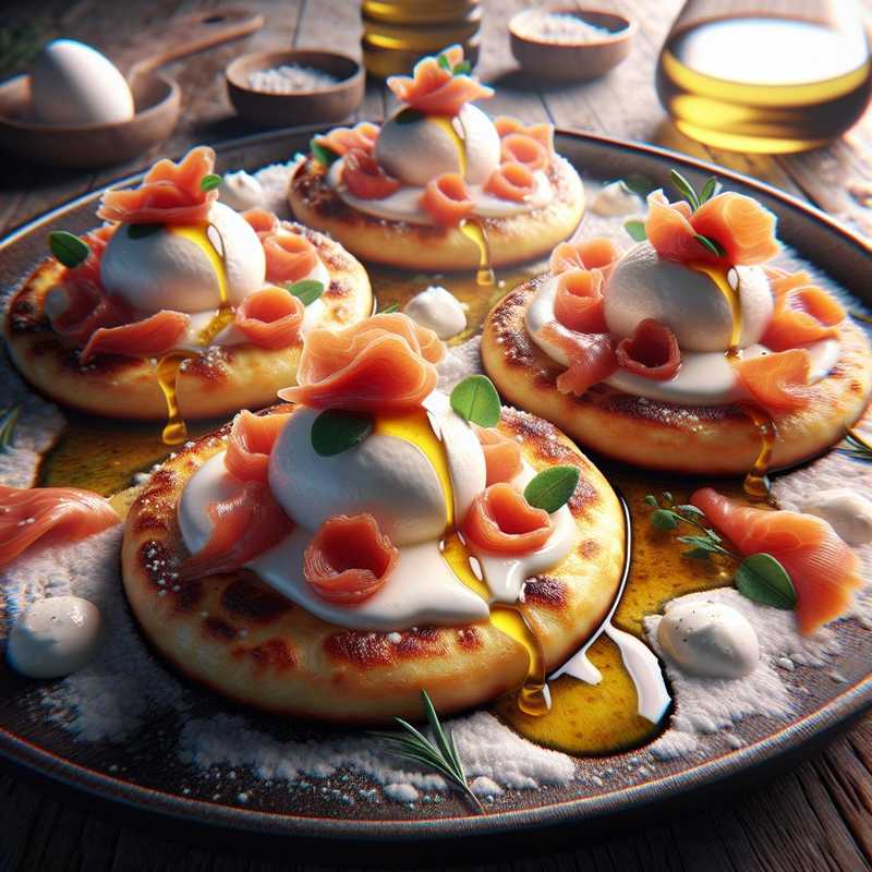 Montanarine with burrata and smoked salmon