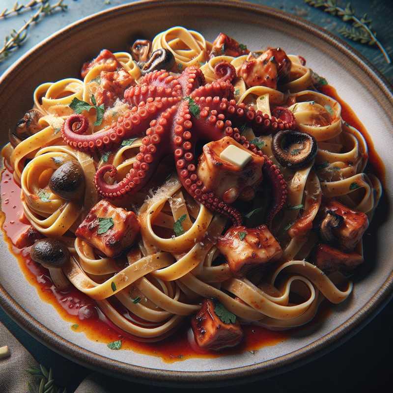 Fettuccine with Octopus and Porcini Mushroom Sauce