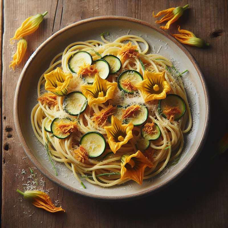 Pasta con fiori di zucca e bottarga