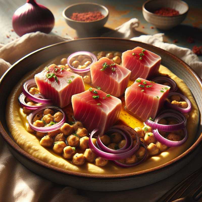 Tuna Fillets on Chickpea Velouté with Red Onions