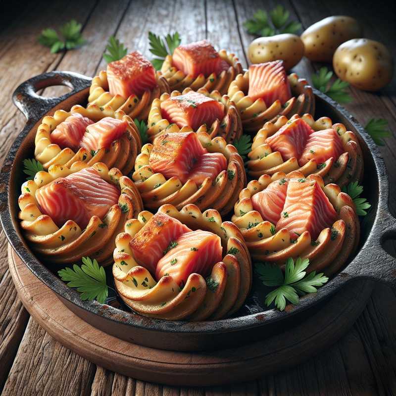 Potato Baskets Filled with Salmon