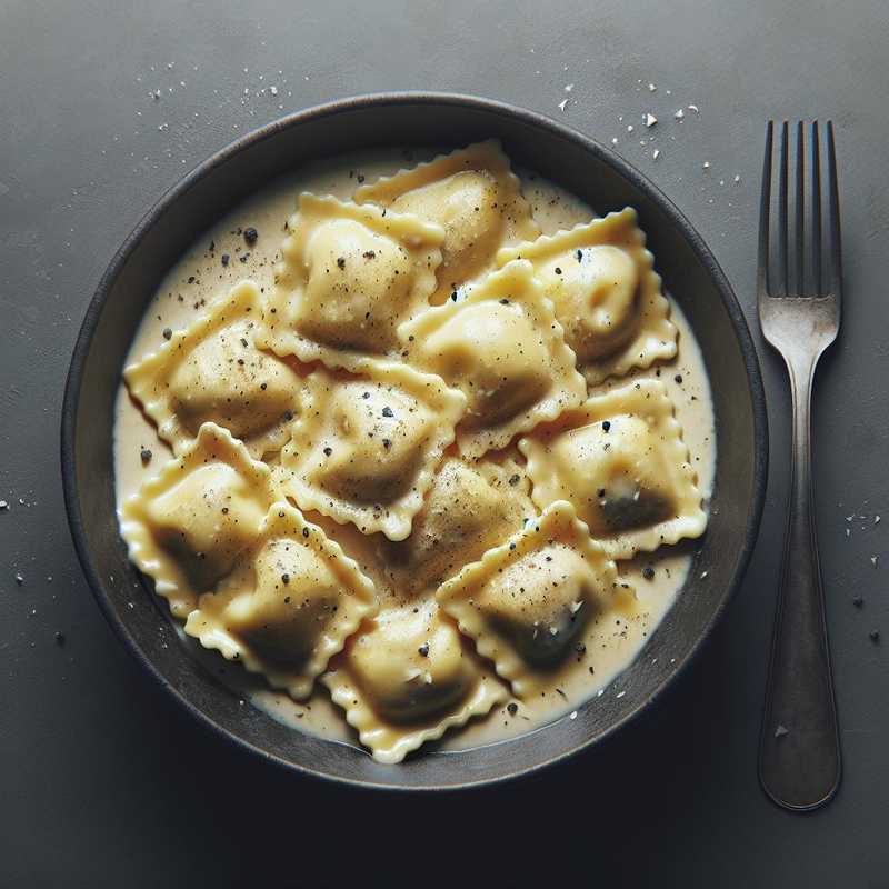 Ravioli with cheese and egg cream