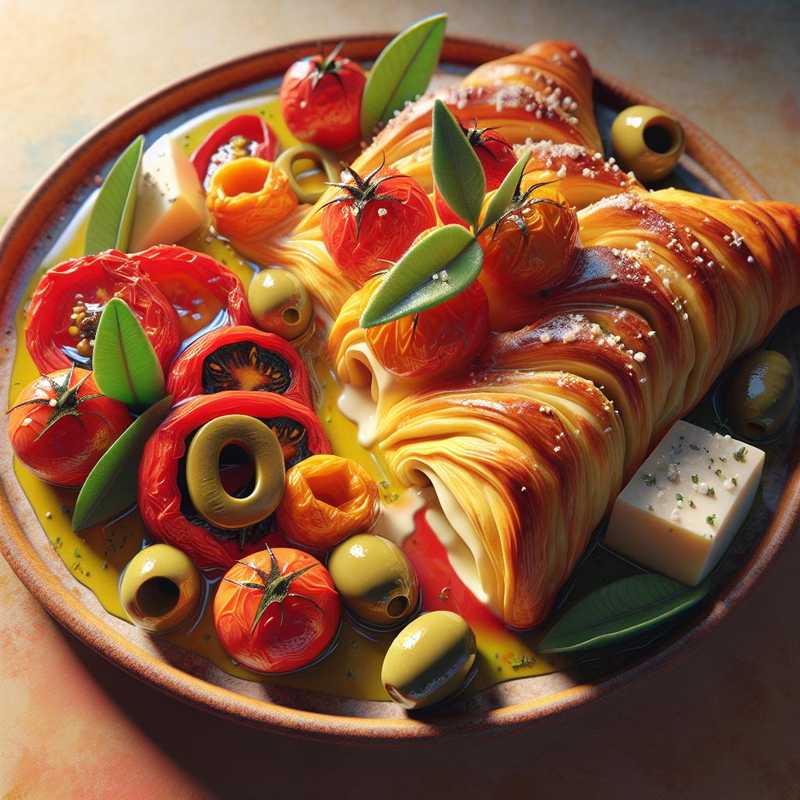 Sfogliatine pomodorini, olive e formaggio