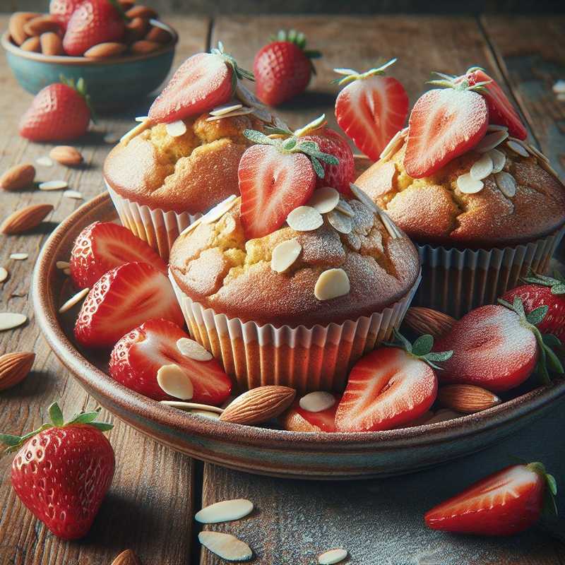 Spelt Muffins with Strawberries and Almonds