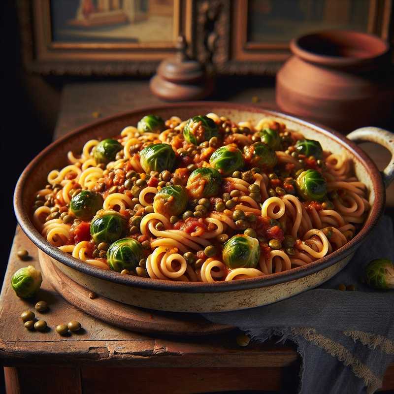 Pasta with lentils and Brussels sprouts