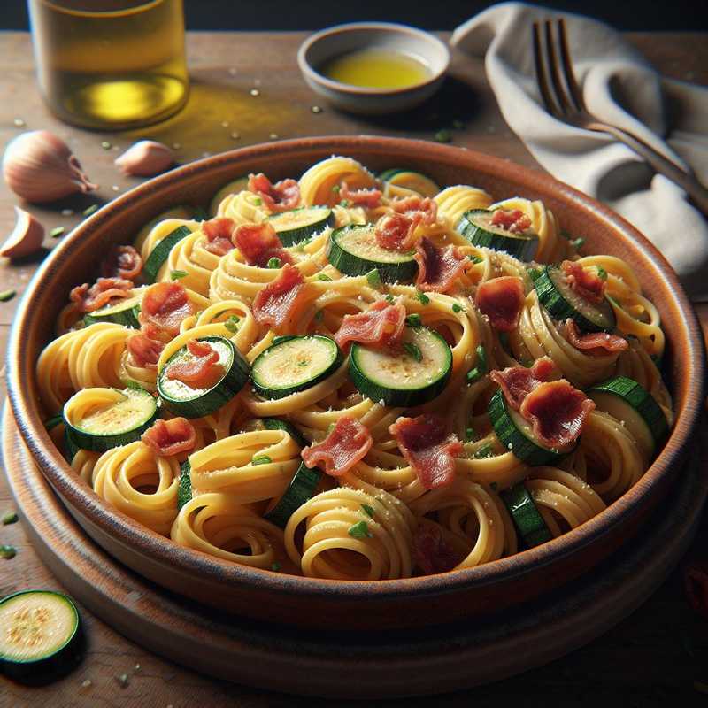 Pasta zucchini and bacon