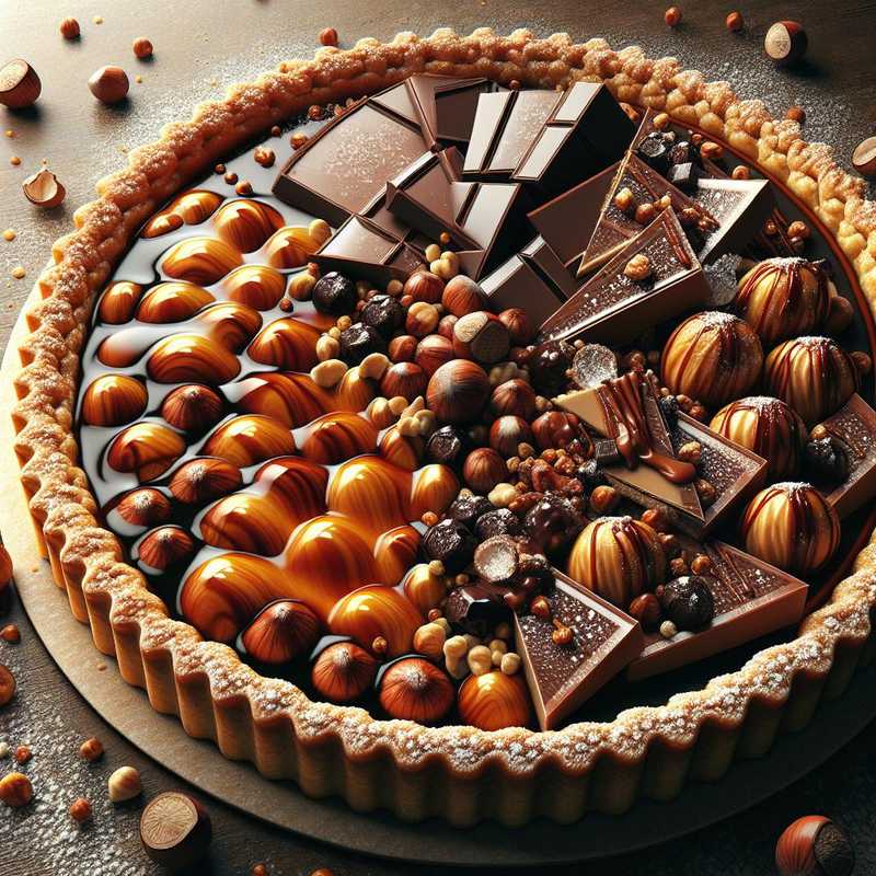 Hazelnut, chocolate and salted caramel tart