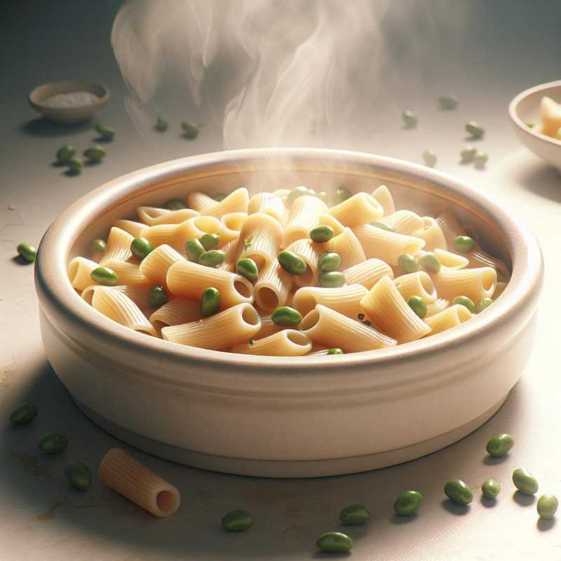Pipe rigate pasta with creamy green beans