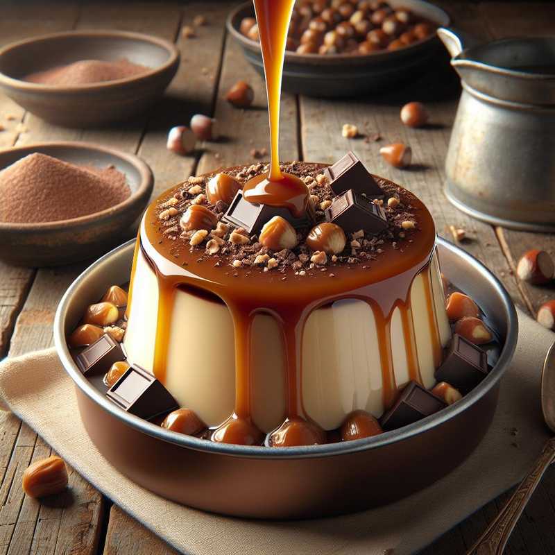 Panna cotta al cioccolato e nocciole con caramello salato