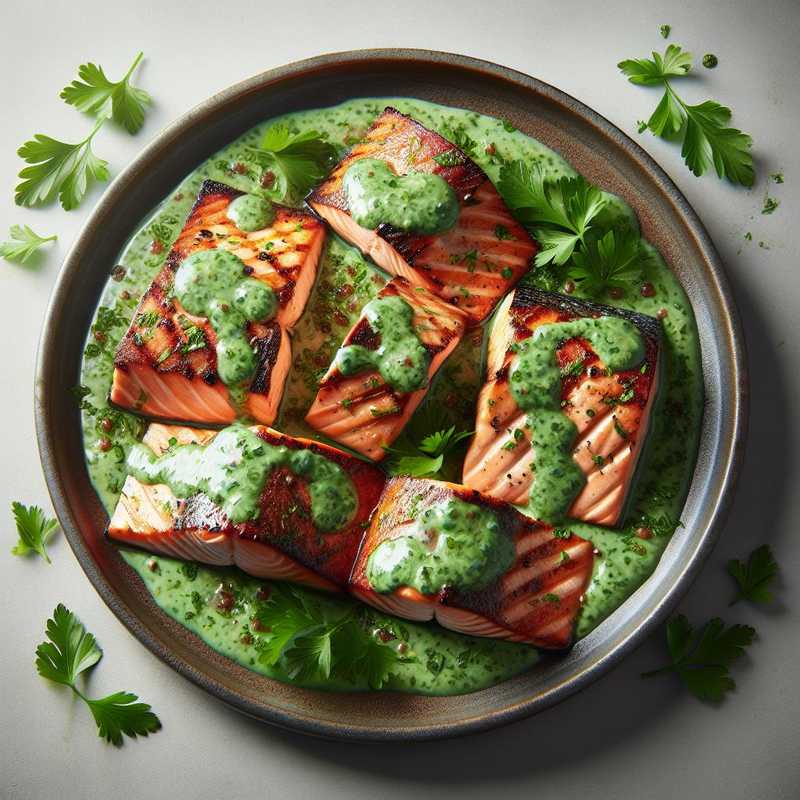 Grilled Salmon with Parsley Sauce