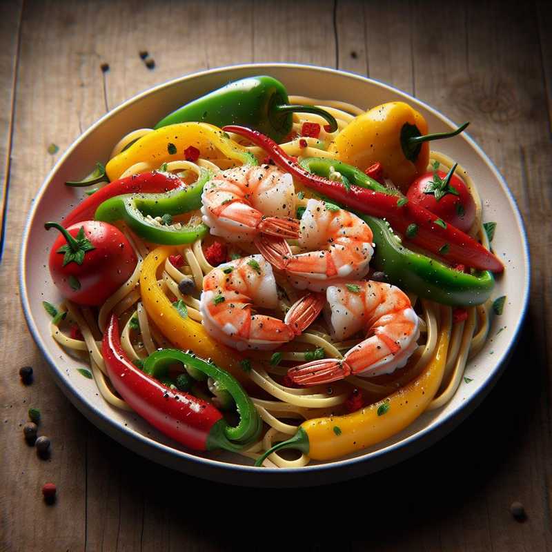 Reginette with Shrimp and Peppers