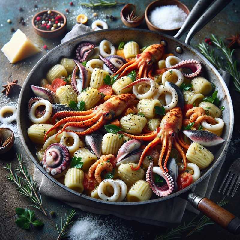 Gnocchi with squid and cuttlefish