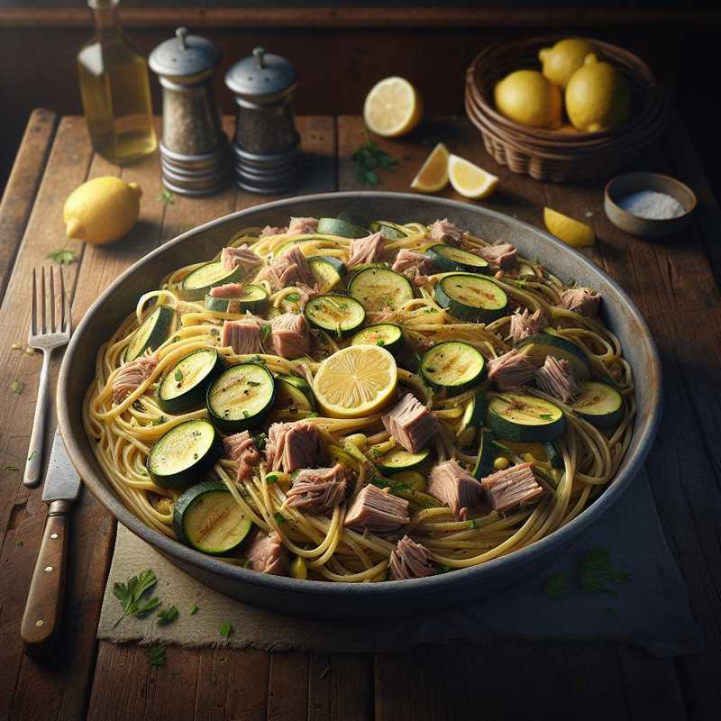 Pasta zucchini, tuna, and lemon
