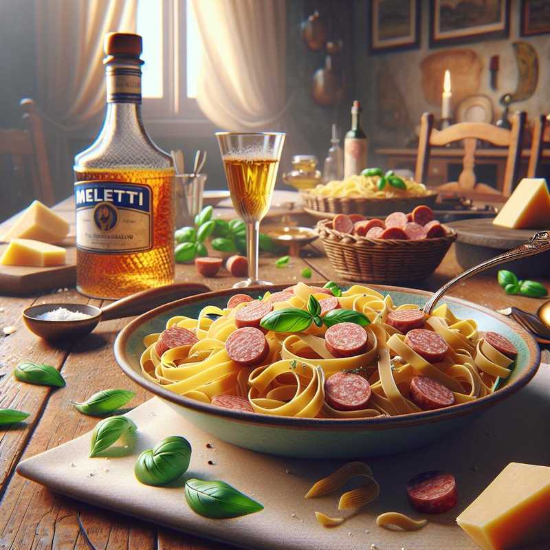 Tagliatelle with ciauscolo and Meletti