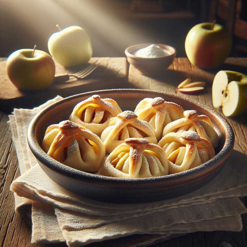 Puff pastry bundles with apple heart