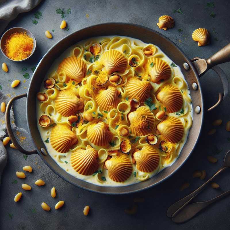 Shells with Cheese Cream, Saffron, and Pine Nuts