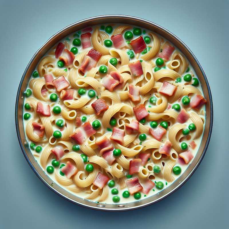 Pasta with Cream, Pancetta, and Peas