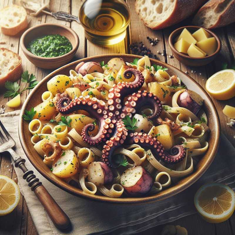 Pasta octopus and potatoes