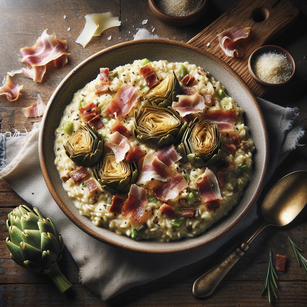 Risotto with Artichokes and Crispy Pancetta Home